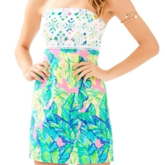 Lily Pulitzer Brynn Pink Sunset Strapless Dress Sz. 0 - Picture 3 of 15